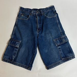 Rocawear Men's Dark Blue Denim Cargo Shorts